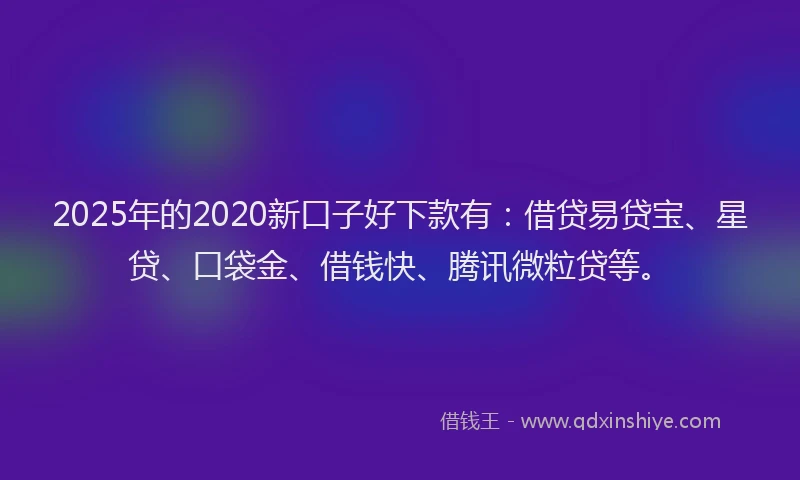 2025年的2020新口子好下款有：借贷易贷宝、星贷、口袋金、借钱快、腾讯微粒贷等。