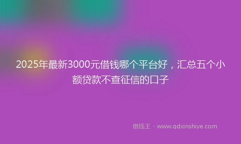 2025年最新3000元借钱哪个平台好，汇总五个小额贷款不查征信的口子