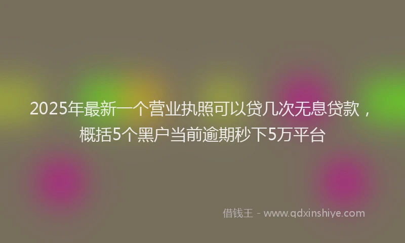 2025年最新一个营业执照可以贷几次无息贷款，概括5个黑户当前逾期秒下5万平台