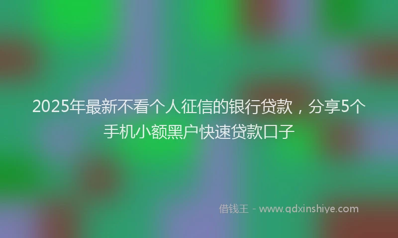 2025年最新不看个人征信的银行贷款，分享5个手机小额黑户快速贷款口子