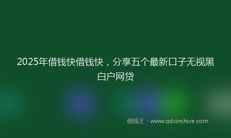 2025年借钱快借钱快，分享五个最新口子无视黑白户网贷
