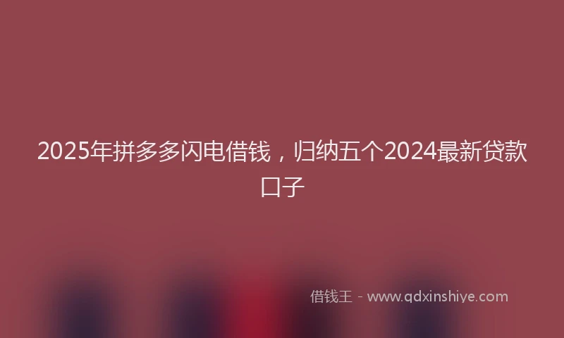 2025年拼多多闪电借钱，归纳五个2024最新贷款口子