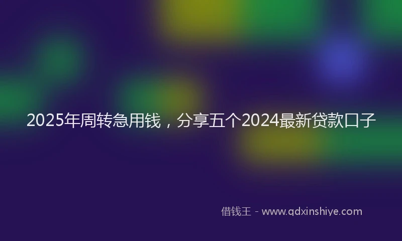 2025年周转急用钱，分享五个2024最新贷款口子
