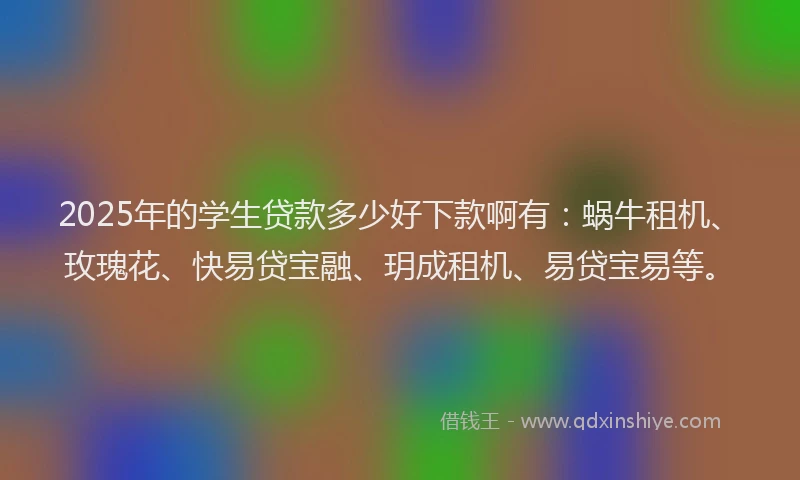 2025年的学生贷款多少好下款啊有：蜗牛租机、玫瑰花、快易贷宝融、玥成租机、易贷宝易等。