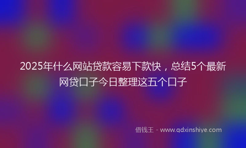 2025年什么网站贷款容易下款快，总结5个最新网贷口子今日整理这五个口子