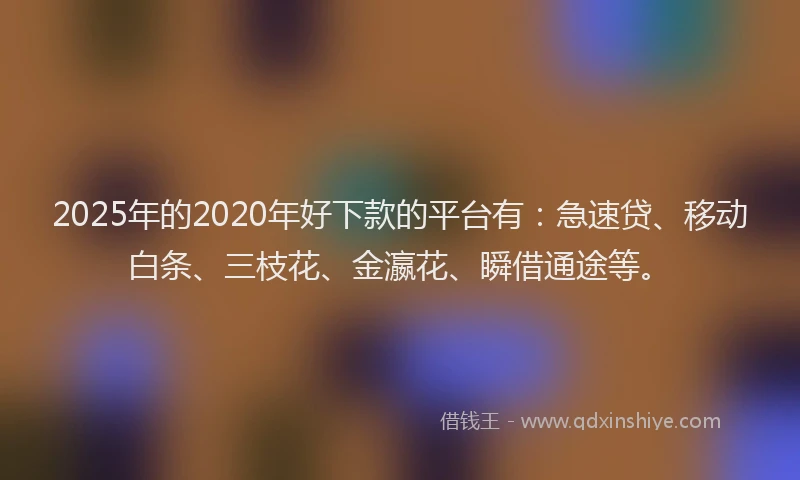 2025年的2020年好下款的平台有：急速贷、移动白条、三枝花、金瀛花、瞬借通途等。