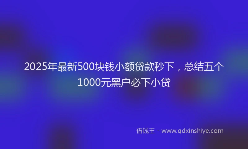 2025年最新500块钱小额贷款秒下，总结五个1000元黑户必下小贷