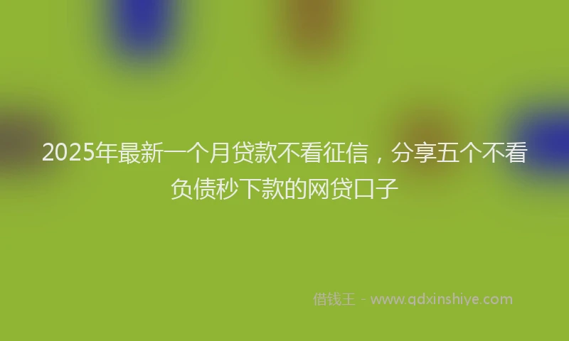 2025年最新一个月贷款不看征信，分享五个不看负债秒下款的网贷口子