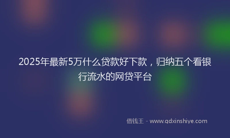 2025年最新5万什么贷款好下款，归纳五个看银行流水的网贷平台