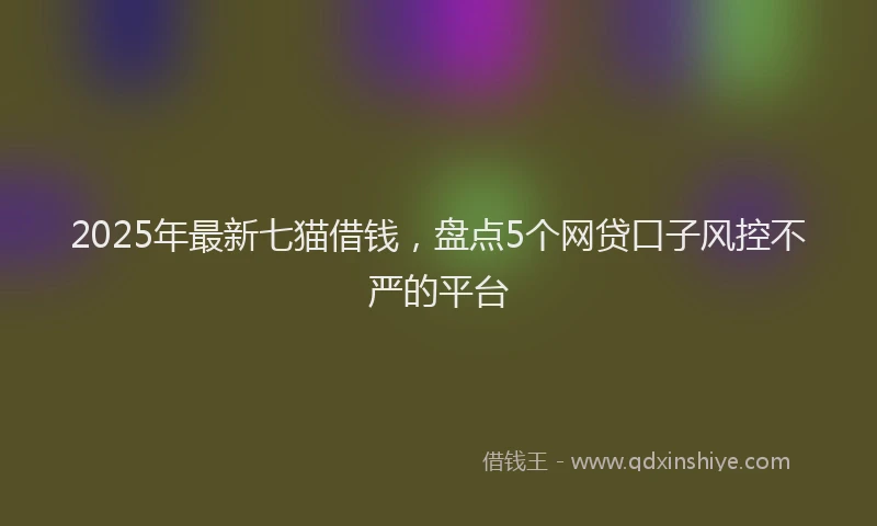 2025年最新七猫借钱，盘点5个网贷口子风控不严的平台
