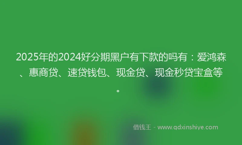2025年的2024好分期黑户有下款的吗有：爱鸿森、惠商贷、速贷钱包、现金贷、现金秒贷宝盒等。