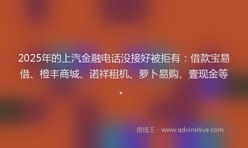 2025年的上汽金融电话没接好被拒有：借款宝易借、橙丰商城、诺祥租机、萝卜易购、壹现金等。