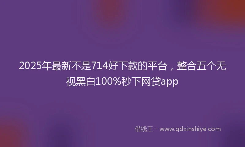 2025年最新不是714好下款的平台，整合五个无视黑白100%秒下网贷app