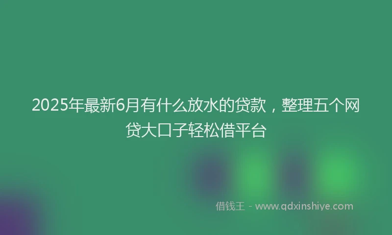 2025年最新6月有什么放水的贷款，整理五个网贷大口子轻松借平台