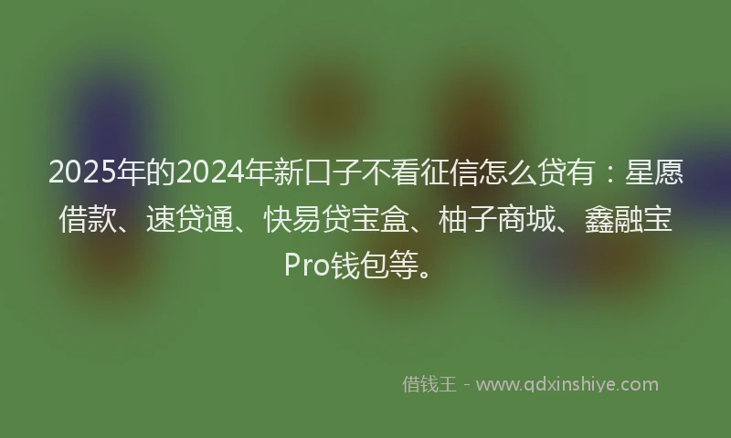 2025年的2024年新口子不看征信怎么贷有：星愿借款、速贷通、快易贷宝盒、柚子商城、鑫融宝Pro钱包等。