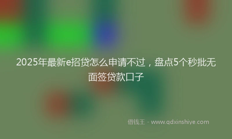2025年最新e招贷怎么申请不过，盘点5个秒批无面签贷款口子
