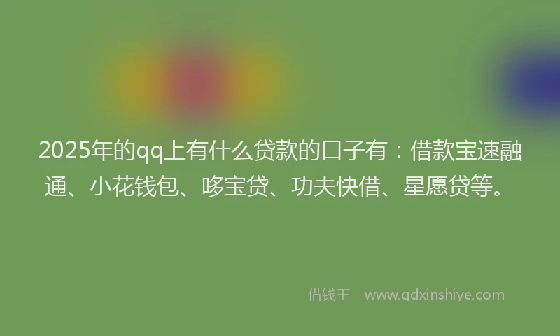 2025年的qq上有什么贷款的口子有：借款宝速融通、小花钱包、哆宝贷、功夫快借、星愿贷等。