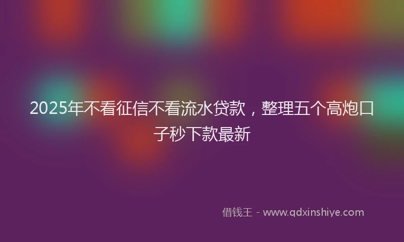 2025年不看征信不看流水贷款，整理五个高炮口子秒下款最新