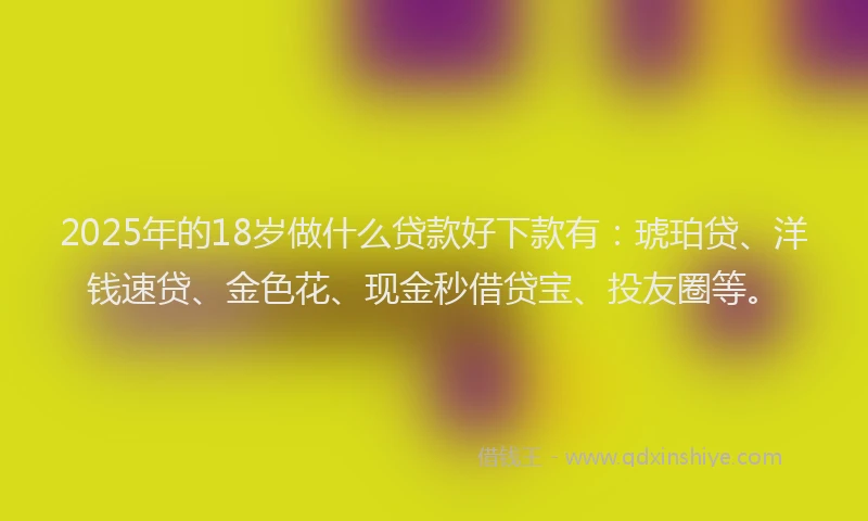 2025年的18岁做什么贷款好下款有：琥珀贷、洋钱速贷、金色花、现金秒借贷宝、投友圈等。