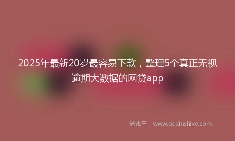 2025年最新20岁最容易下款，整理5个真正无视逾期大数据的网贷app
