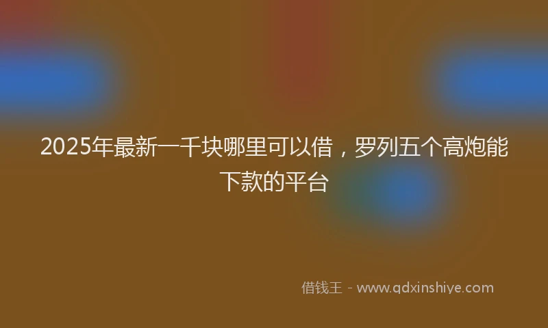 2025年最新一千块哪里可以借，罗列五个高炮能下款的平台