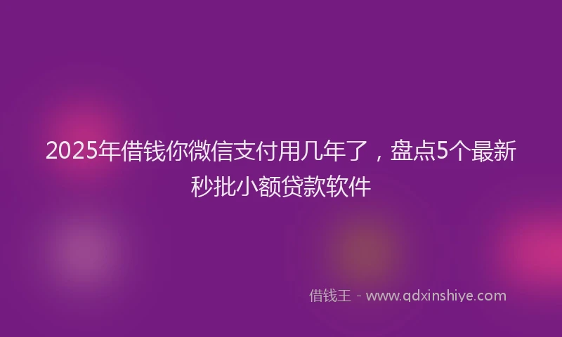 2025年借钱你微信支付用几年了，盘点5个最新秒批小额贷款软件