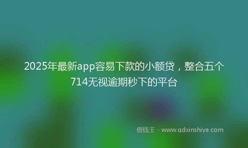 2025年最新app容易下款的小额贷，整合五个714无视逾期秒下的平台