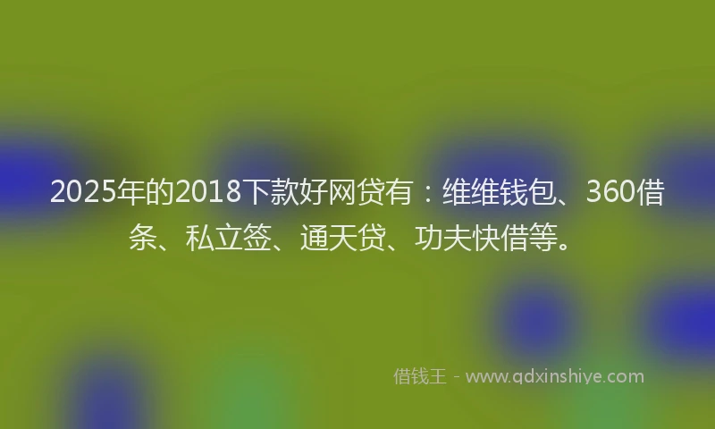 2025年的2018下款好网贷有：维维钱包、360借条、私立签、通天贷、功夫快借等。