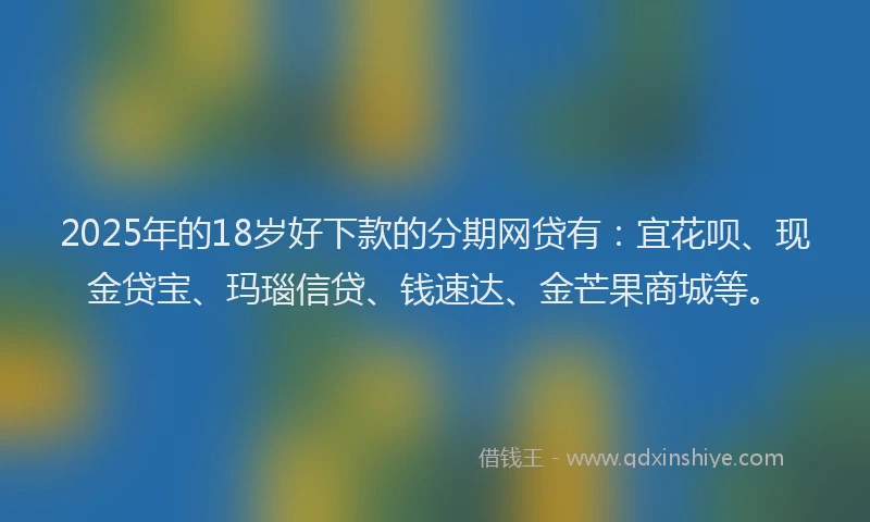 2025年的18岁好下款的分期网贷有：宜花呗、现金贷宝、玛瑙信贷、钱速达、金芒果商城等。
