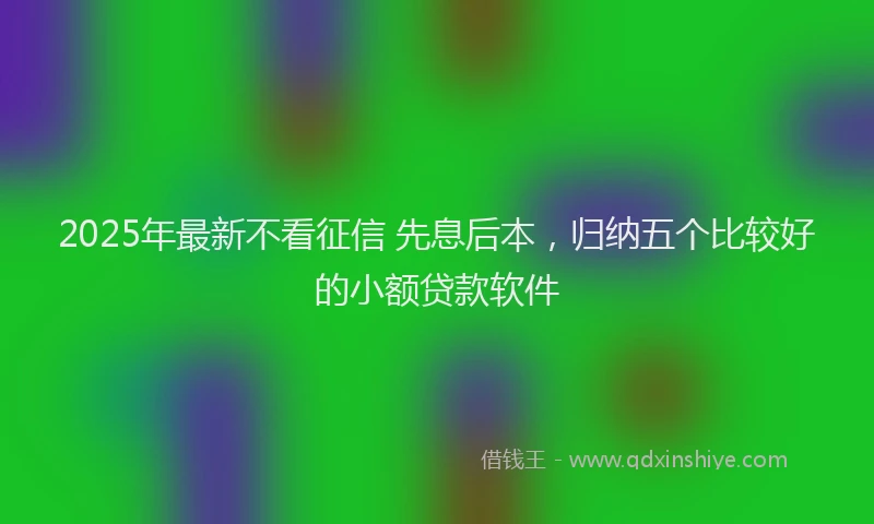 2025年最新不看征信 先息后本，归纳五个比较好的小额贷款软件