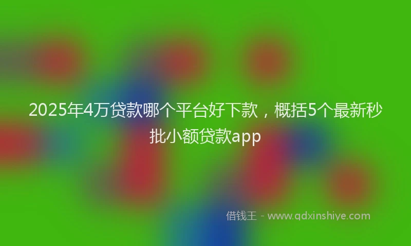 2025年4万贷款哪个平台好下款，概括5个最新秒批小额贷款app
