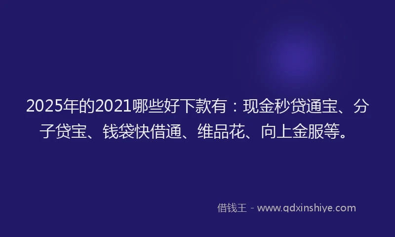 2025年的2021哪些好下款有：现金秒贷通宝、分子贷宝、钱袋快借通、维品花、向上金服等。