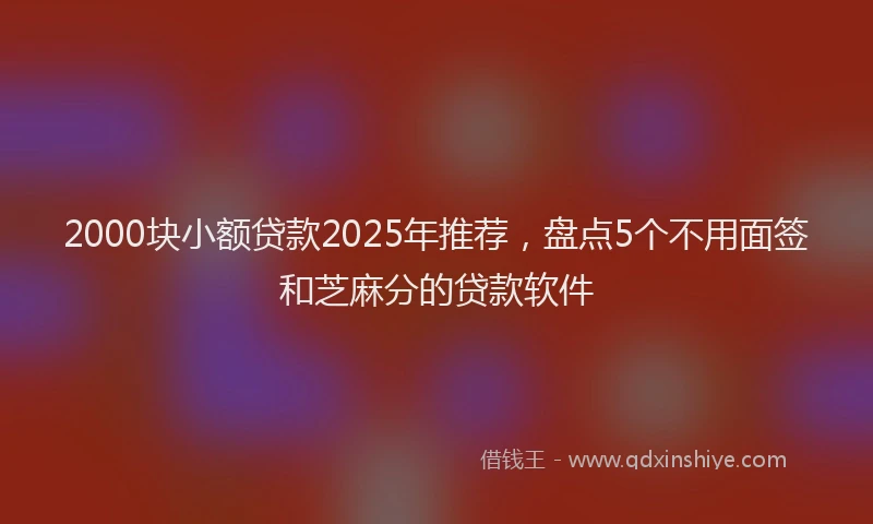 2000块小额贷款2025年推荐，盘点5个不用面签和芝麻分的贷款软件