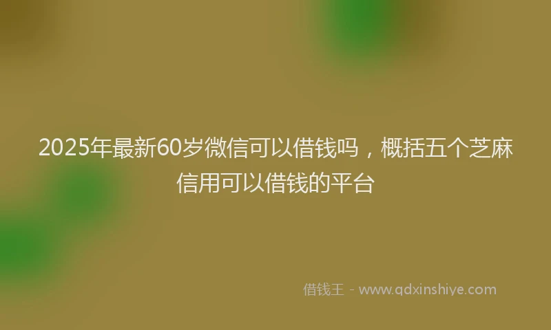 2025年最新60岁微信可以借钱吗，概括五个芝麻信用可以借钱的平台