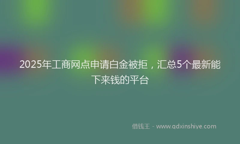 2025年工商网点申请白金被拒，汇总5个最新能下来钱的平台