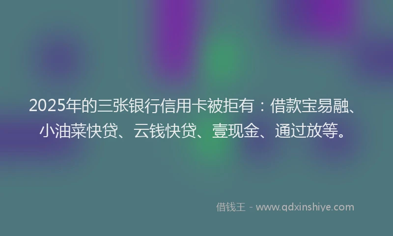 2025年的三张银行信用卡被拒有：借款宝易融、小油菜快贷、云钱快贷、壹现金、通过放等。