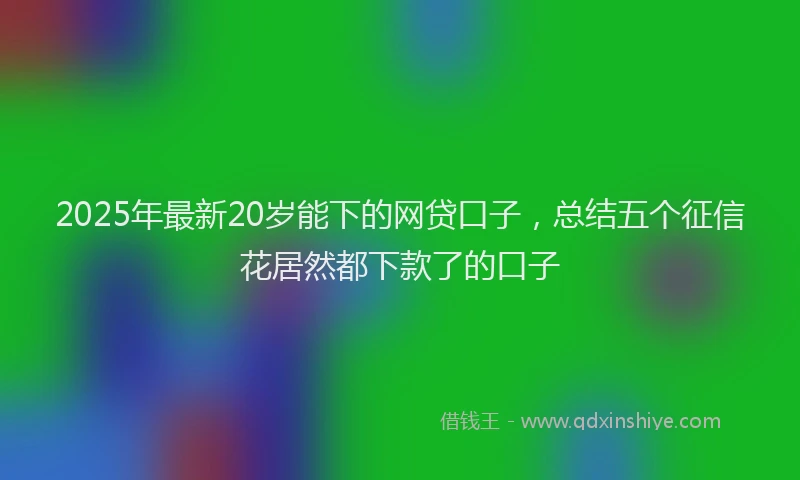 2025年最新20岁能下的网贷口子，总结五个征信花居然都下款了的口子