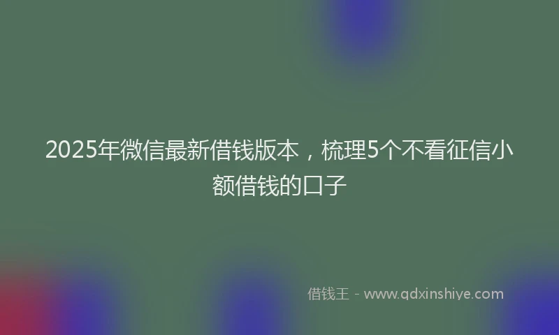 2025年微信最新借钱版本，梳理5个不看征信小额借钱的口子