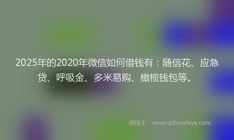 2025年的2020年微信如何借钱有：随信花、应急贷、呼吸金、多米易购、橄榄钱包等。