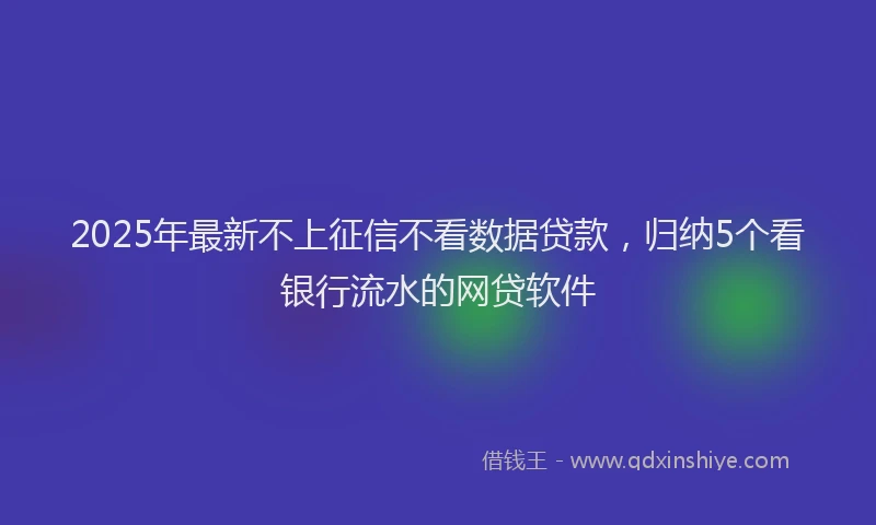 2025年最新不上征信不看数据贷款，归纳5个看银行流水的网贷软件