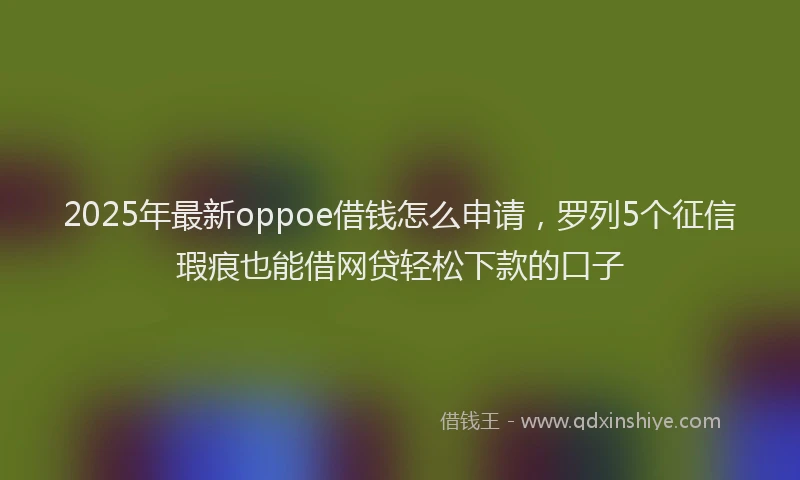 2025年最新oppoe借钱怎么申请，罗列5个征信瑕疵也能借网贷轻松下款的口子