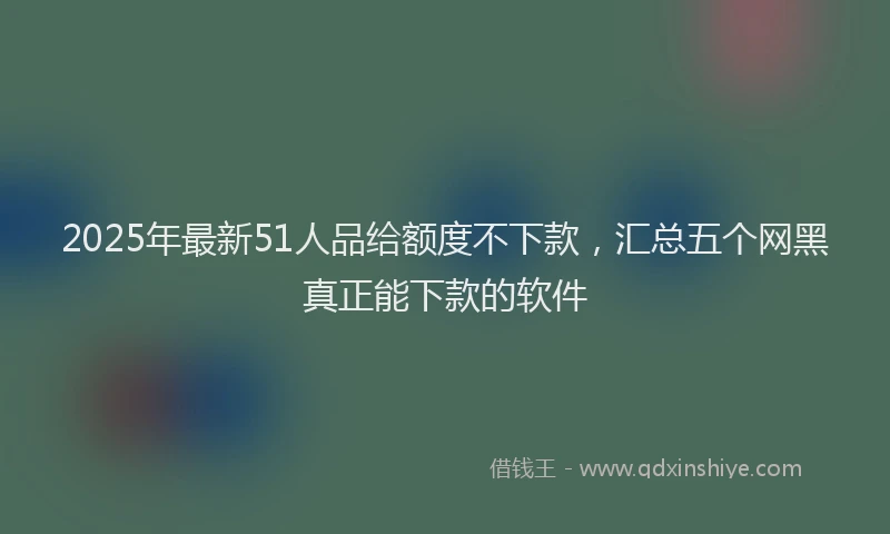 2025年最新51人品给额度不下款，汇总五个网黑真正能下款的软件