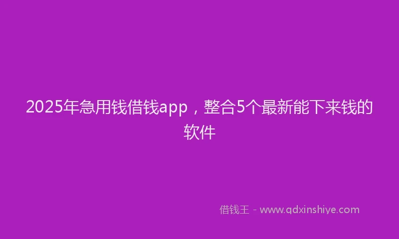 2025年急用钱借钱app，整合5个最新能下来钱的软件