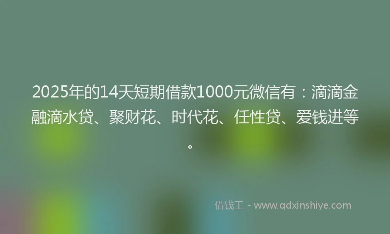 2025年的14天短期借款1000元微信有：滴滴金融滴水贷、聚财花、时代花、任性贷、爱钱进等。