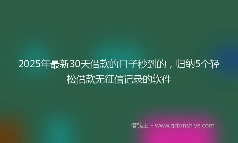 2025年最新30天借款的口子秒到的，归纳5个轻松借款无征信记录的软件