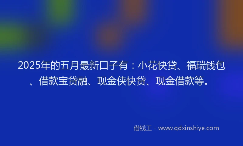 2025年的五月最新口子有：小花快贷、福瑞钱包、借款宝贷融、现金侠快贷、现金借款等。