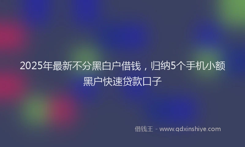2025年最新不分黑白户借钱，归纳5个手机小额黑户快速贷款口子