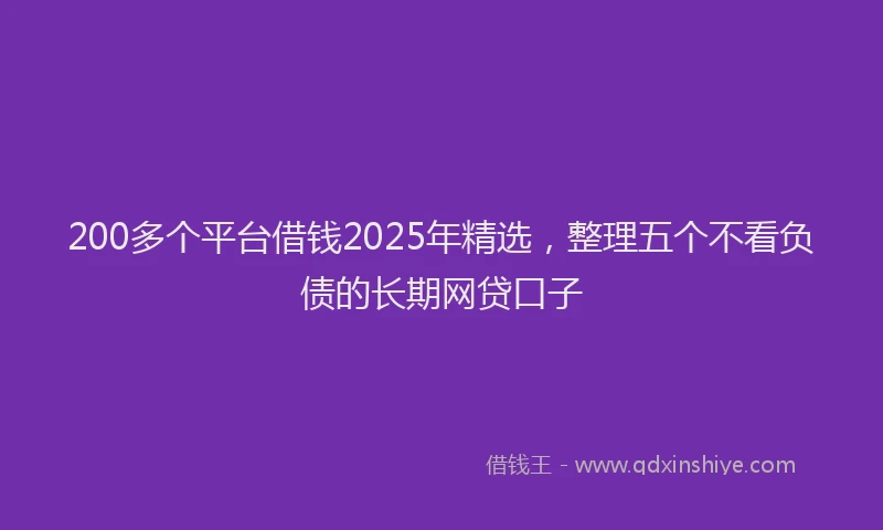 200多个平台借钱2025年精选，整理五个不看负债的长期网贷口子