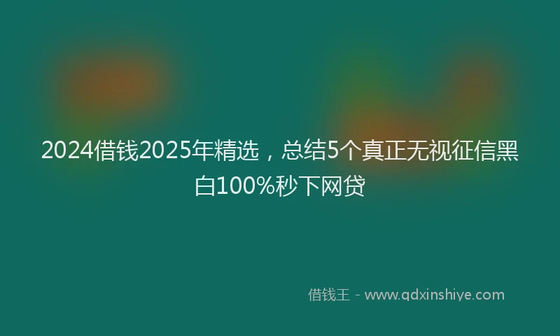 2024借钱2025年精选，总结5个真正无视征信黑白100%秒下网贷