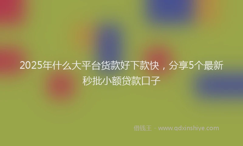 2025年什么大平台货款好下款快，分享5个最新秒批小额贷款口子